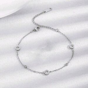 NEW Roman Numeral Cubic Zirconia Stainless Steel Bracelet